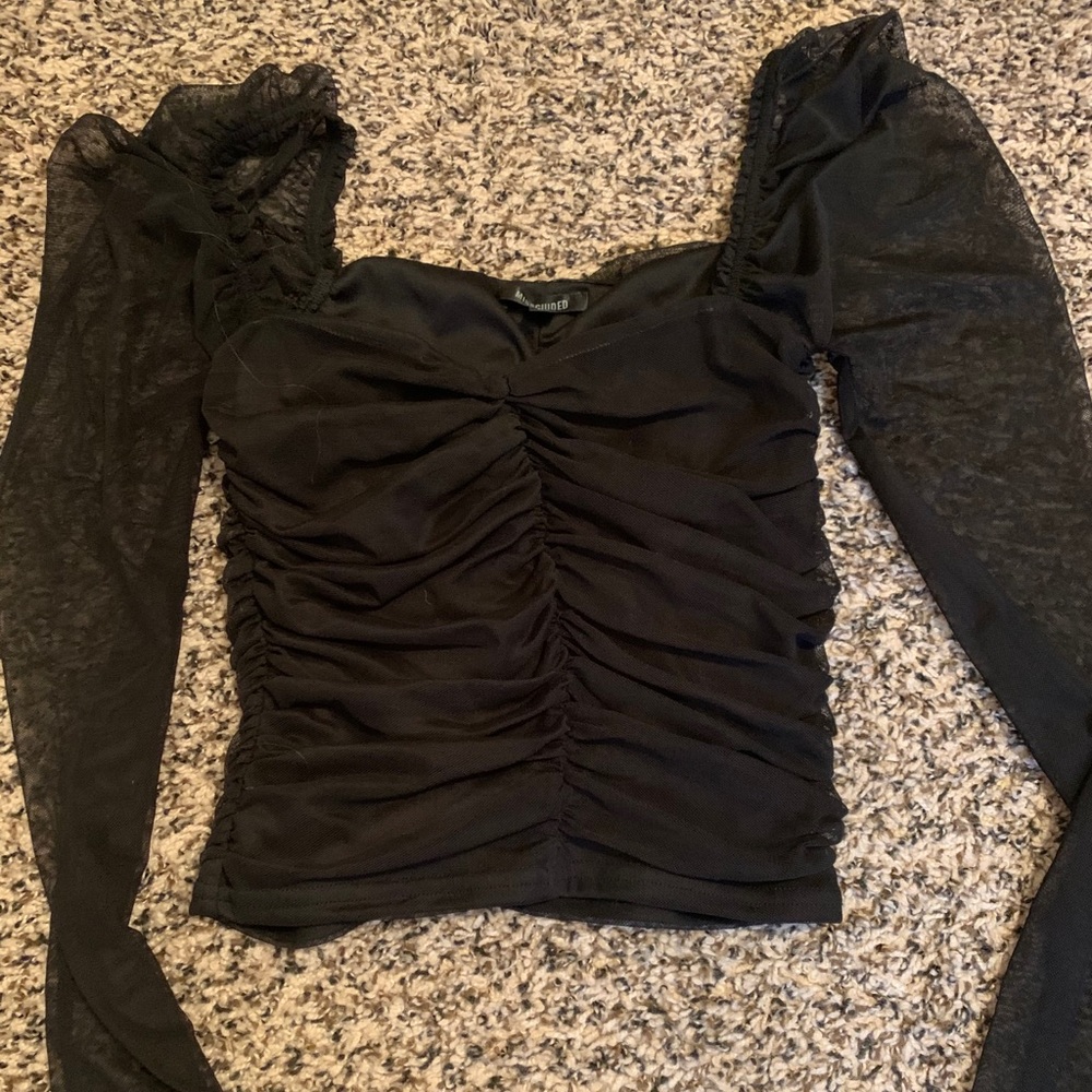 Missguided mesh ruches milkmaid top